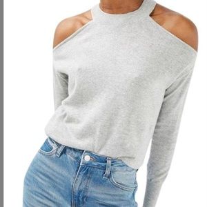 Grey cold shoulder top shop sweater